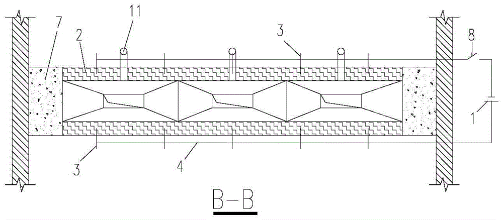 A carbon fiber conductive concrete wall type dust removal device