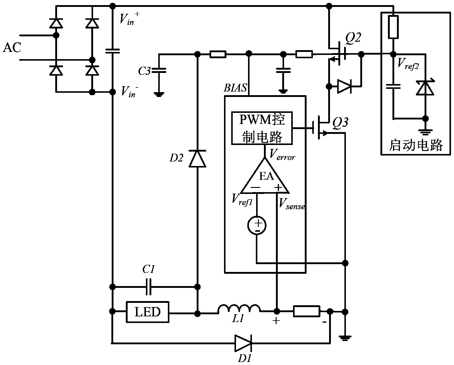 Modified high-efficiency light-emitting diode (LED) drive circuit and drive method