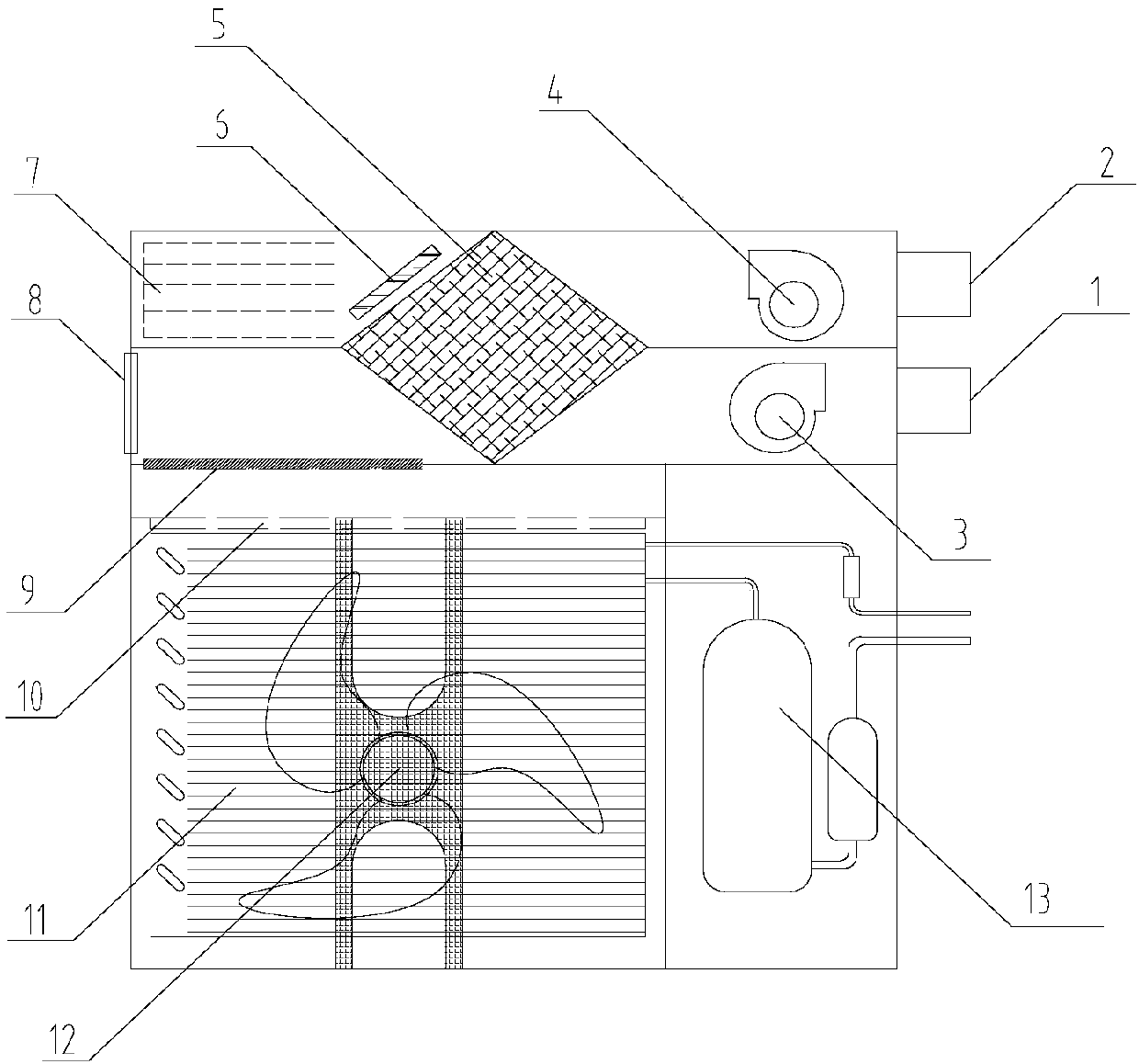 Air conditioner outdoor unit with fresh air ventilating and heat recovery system