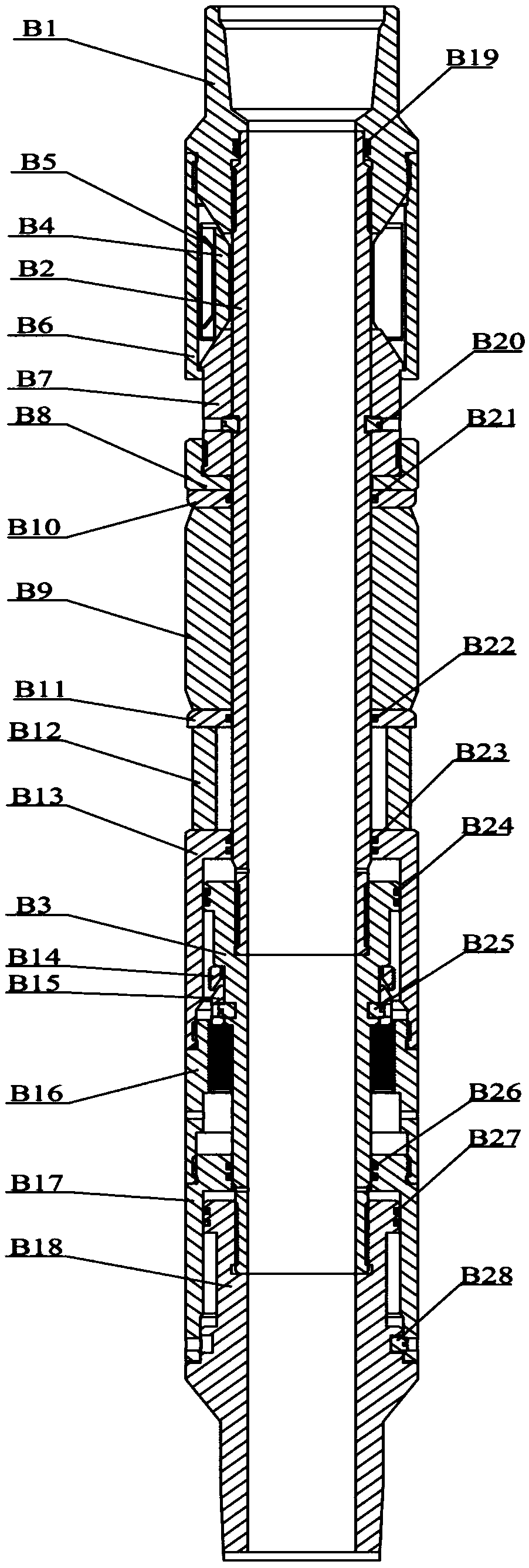 Chemical unpacking compression packer partial pressure string and oil well fracturing method