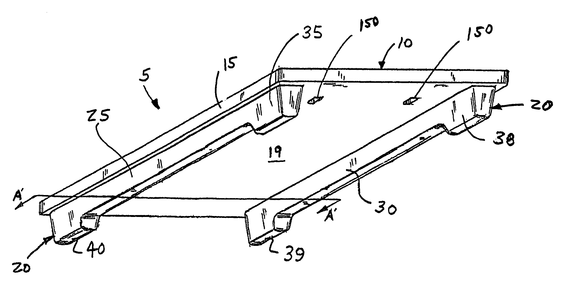 Blow molded pallet with pre-formed inserts