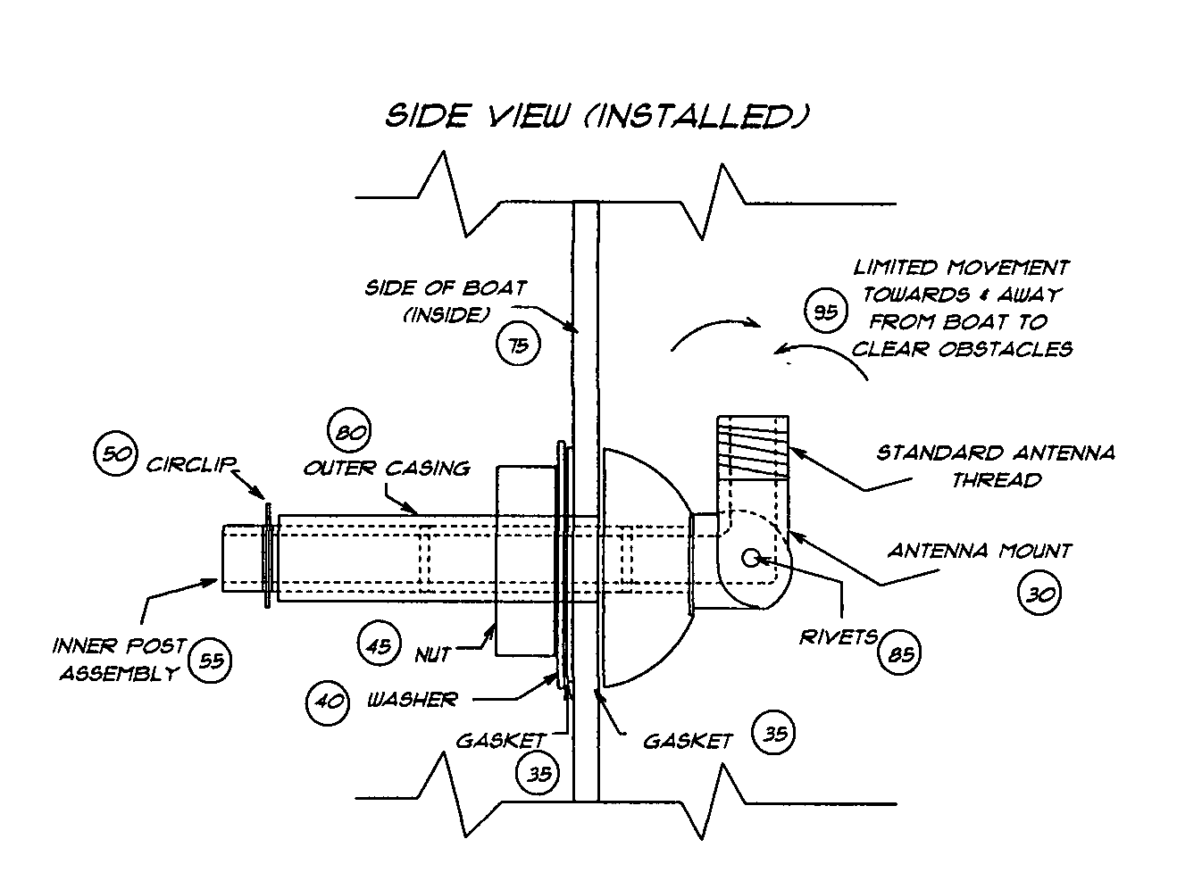 EZ fit antenna base (side mount)