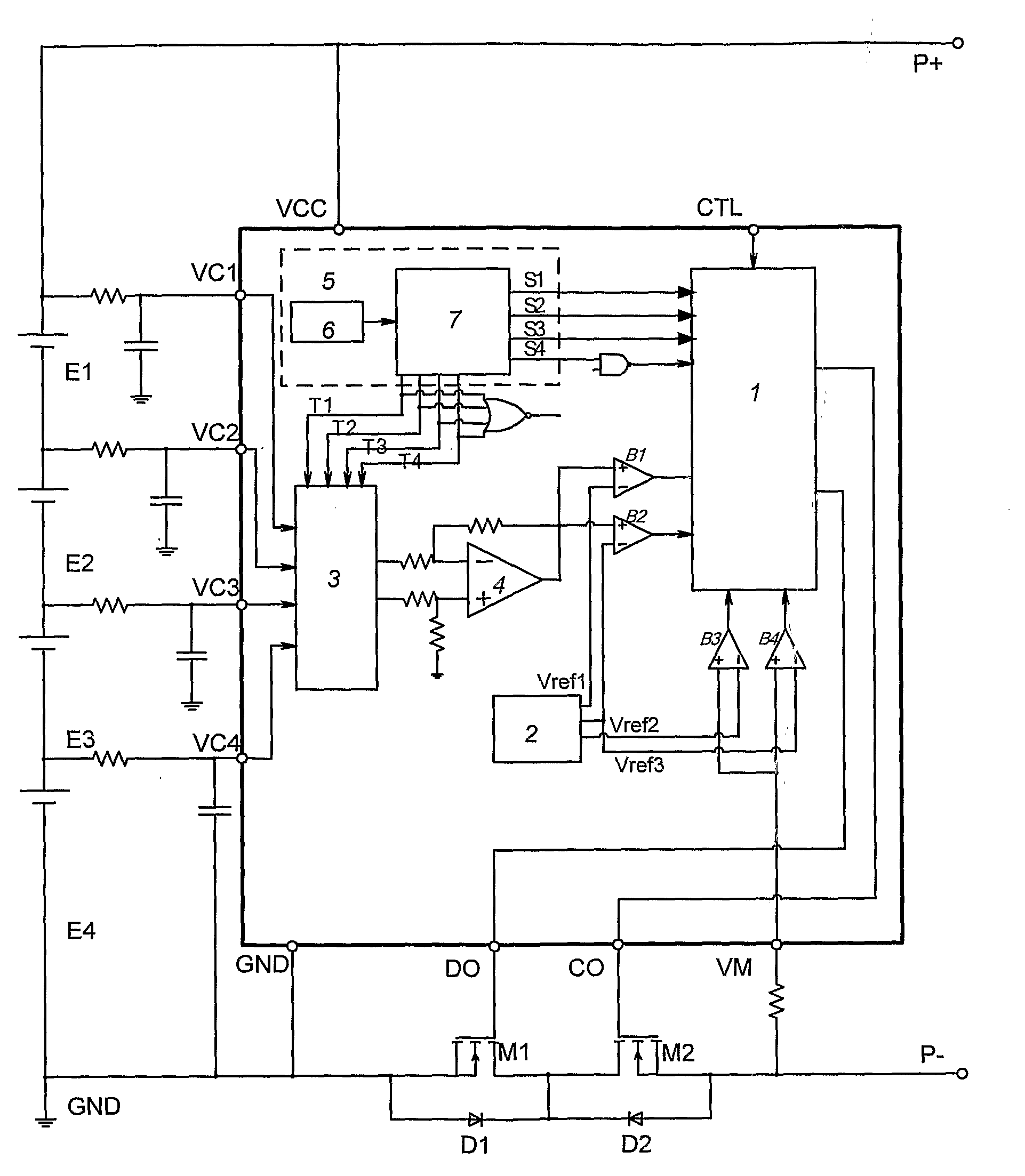 Protective circuits for secondary battery packs