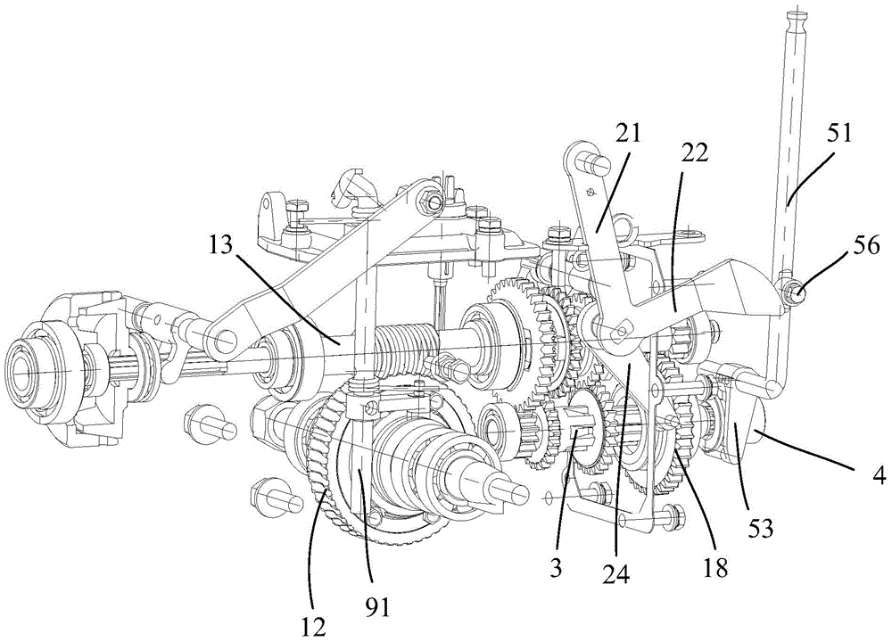 Mini-tiller with differential and power switching functions