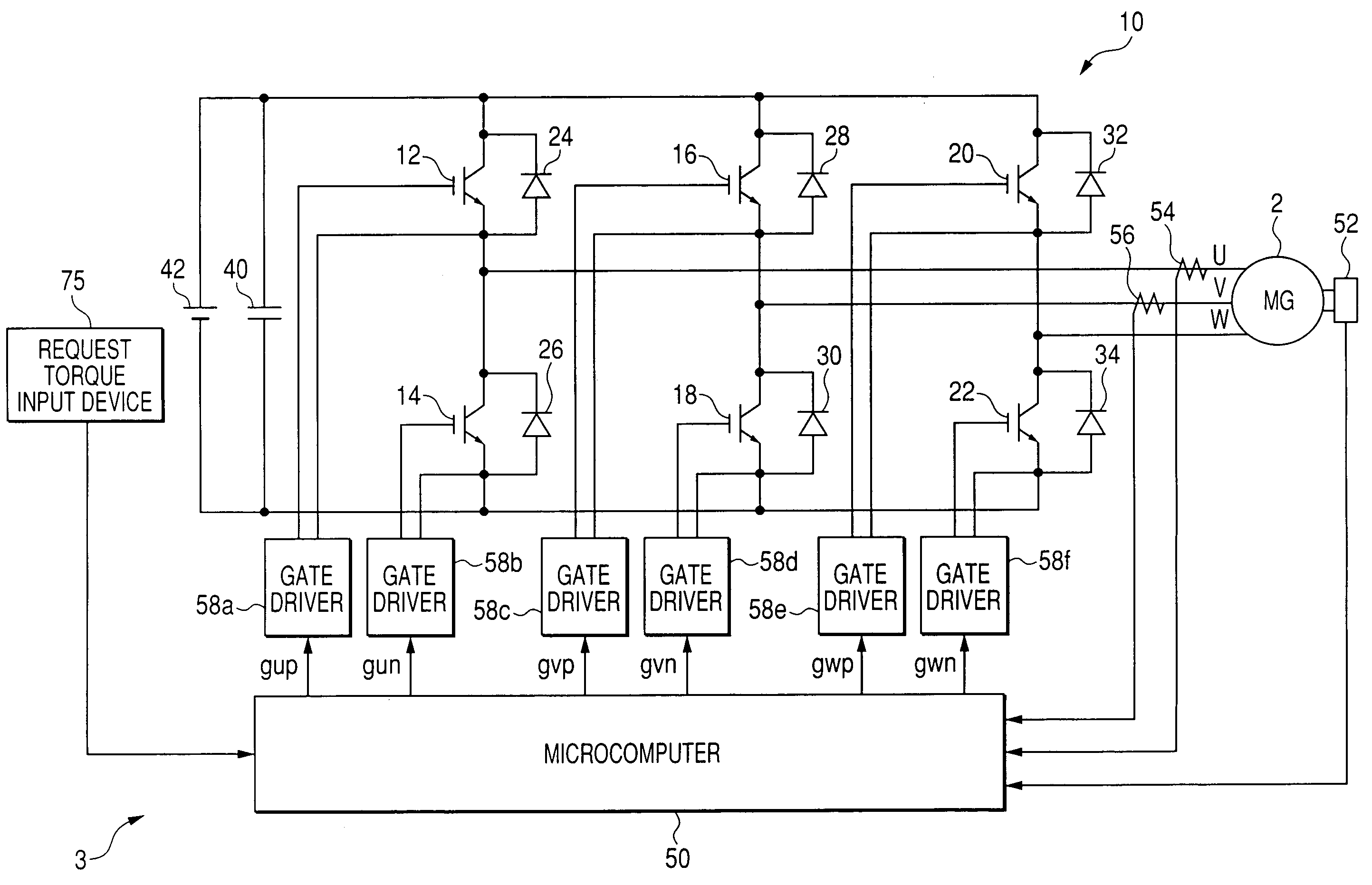 Control system for multiphase rotary electric machines