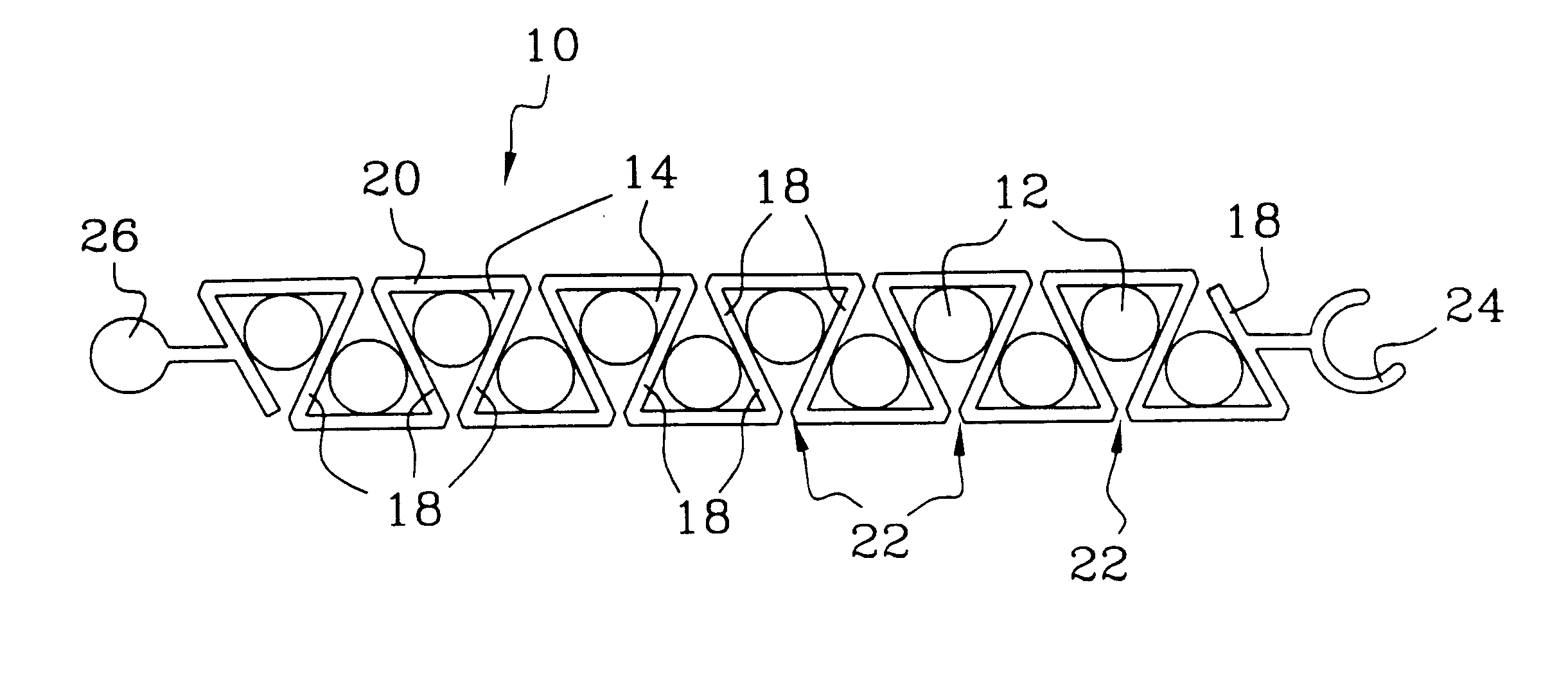 Support for small-diameter filamentary elements and a bundle of filamentary elements held together by the support