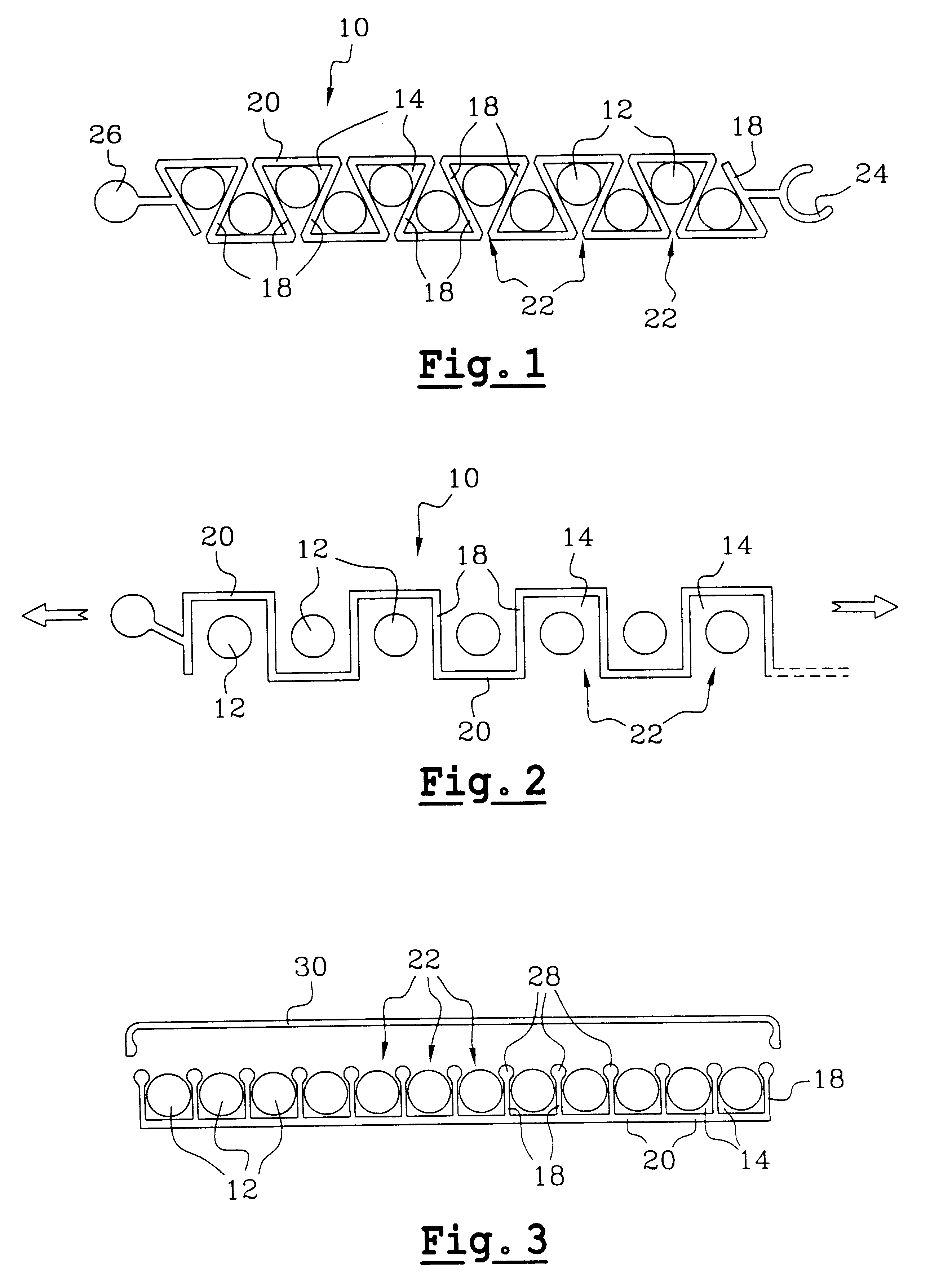 Support for small-diameter filamentary elements and a bundle of filamentary elements held together by the support