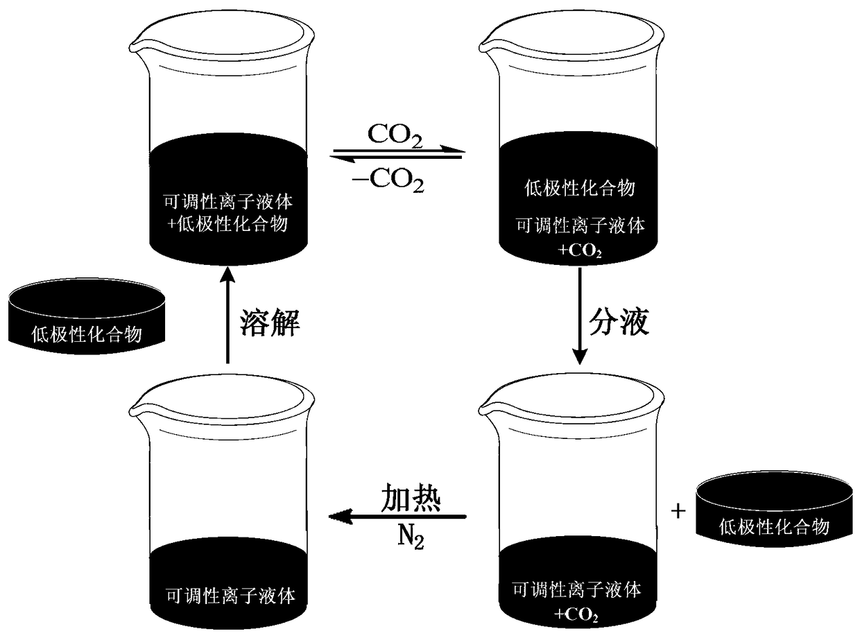 A kind of ionic liquid with adjustable polarity and its preparation method and application