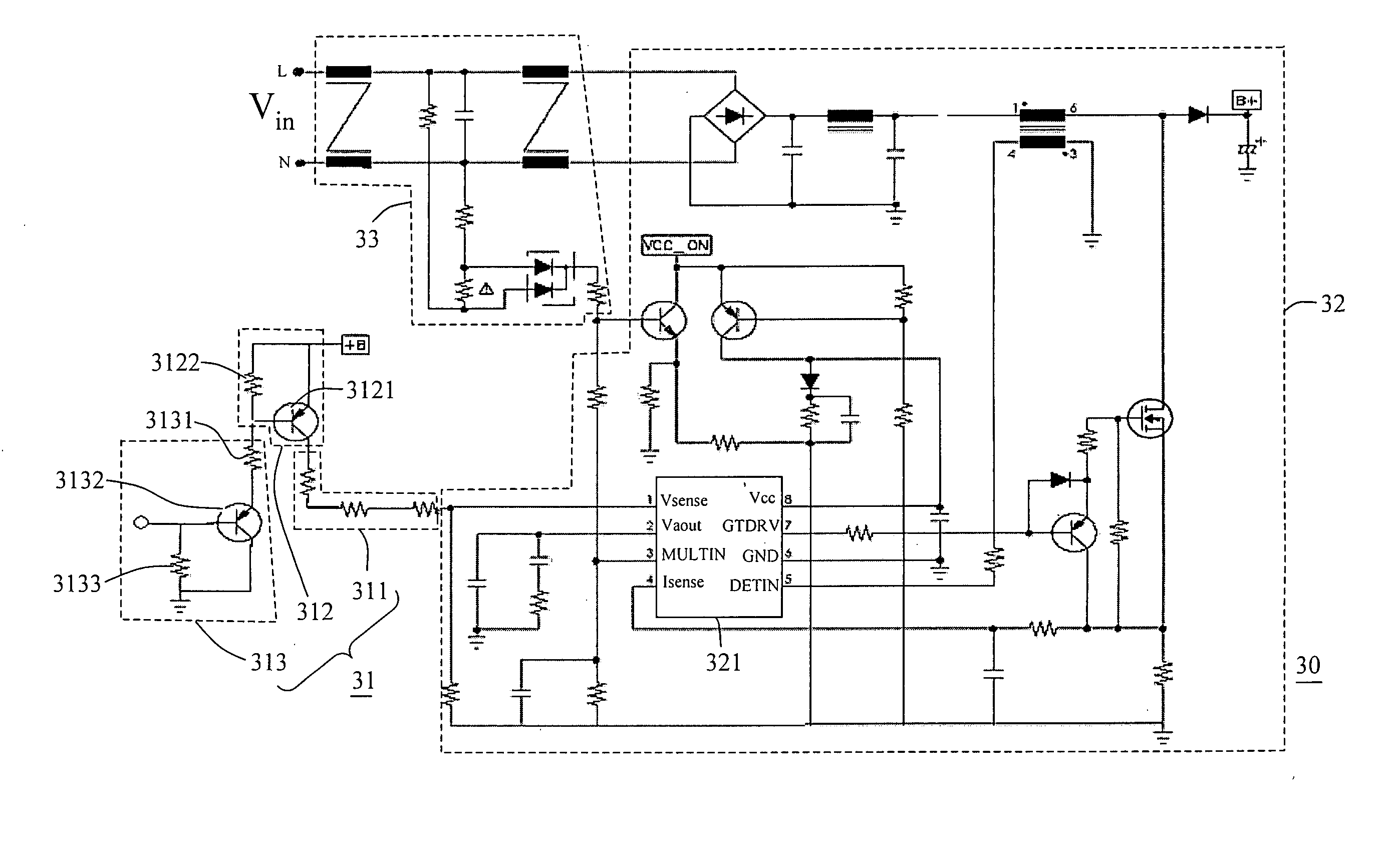 High-voltage detecting circuit for saving power in standby mode