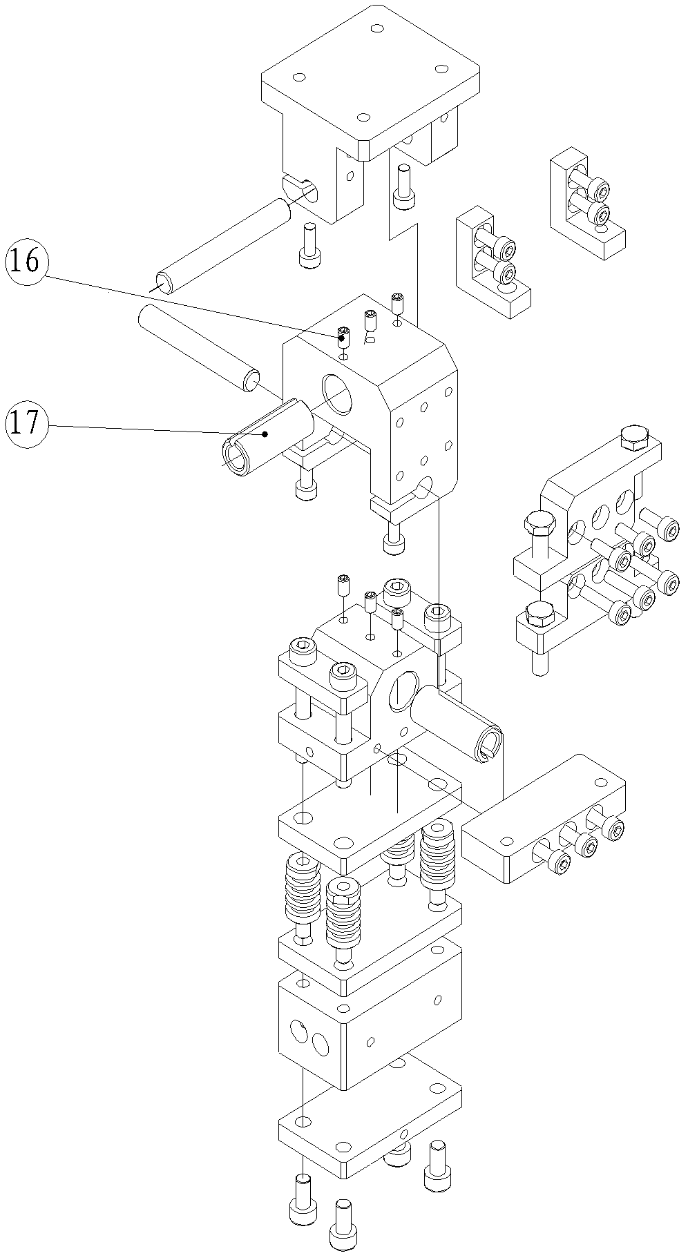 Hot pressing head with adjustable parallelism