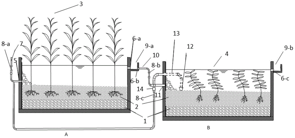 Combined constructed wetland system capable of stably treating domestic sewage all year around and operating method