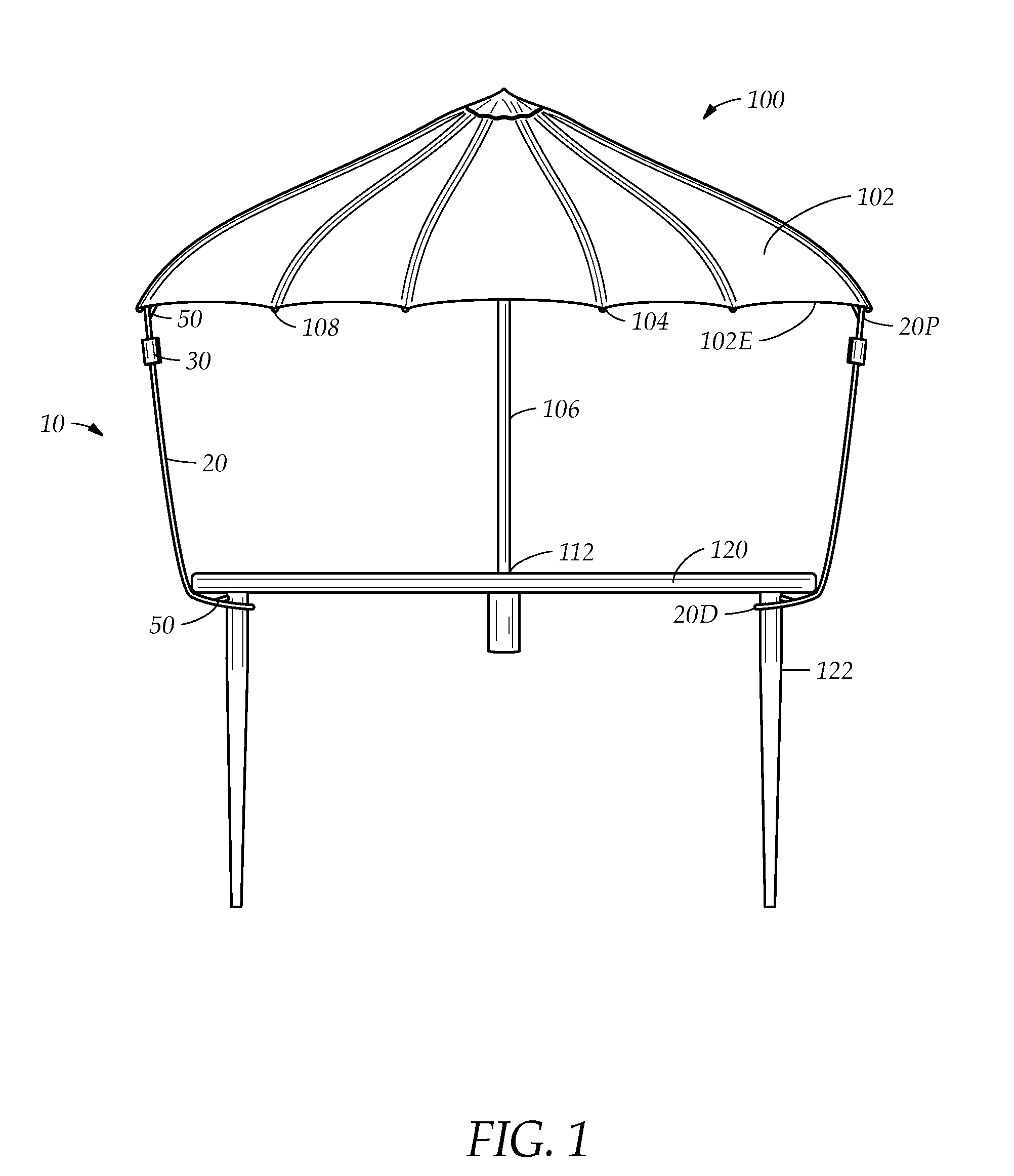 Outdoor umbrella stabilizer system