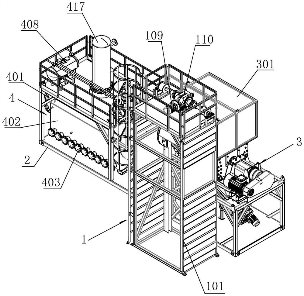 Crushing and processing module for harmless treatment of livestock and poultry carcasses