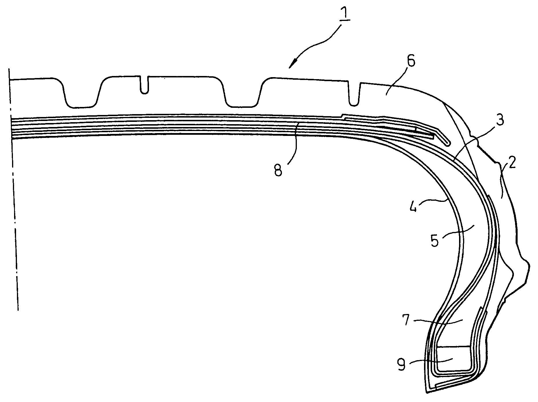 Pneumatic tire having run flat capability