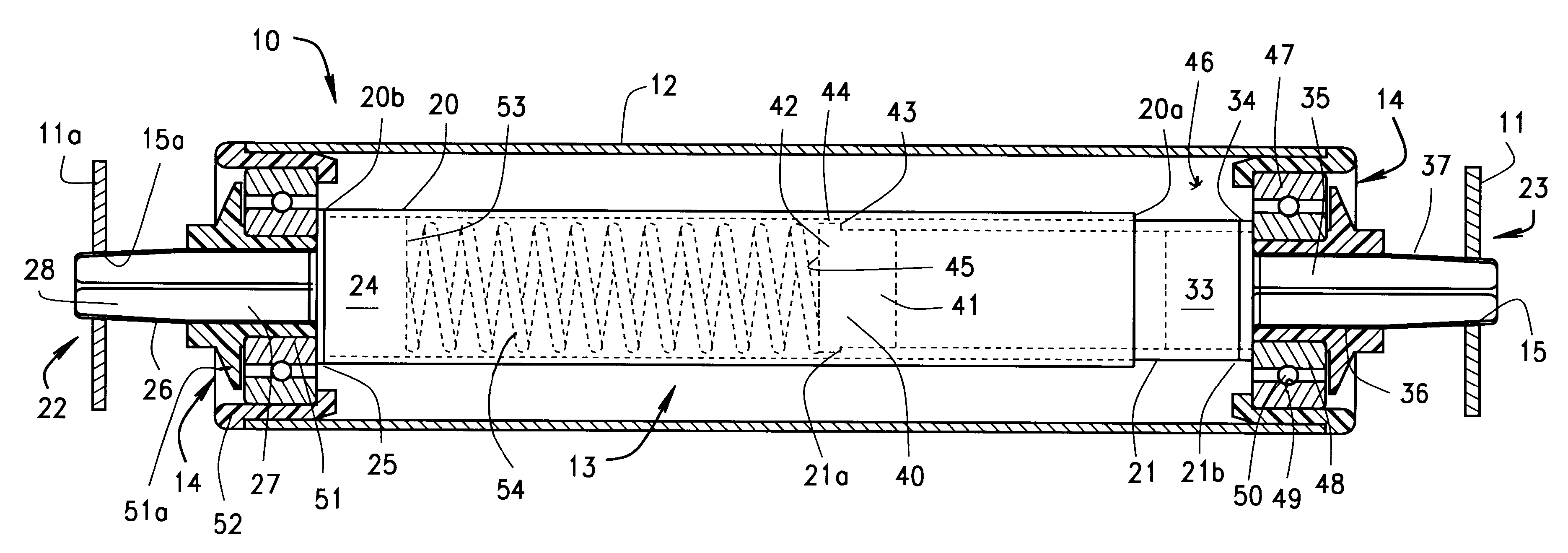 Conveyor roller with telescoping axle having tapered ends