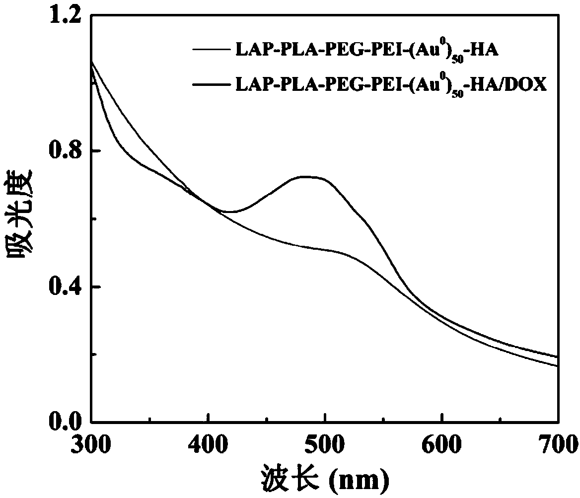 A preparation method of doxorubicin-loaded polyethylenimine-hyaluronic acid-modified hectorite-coated gold nanoparticles