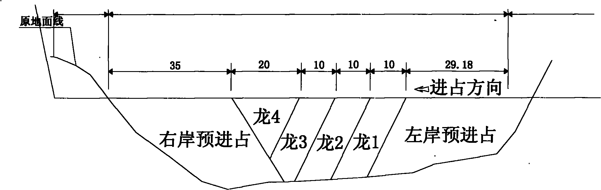 Construction method of narrow interception advancing closure under high hydraulic indexes