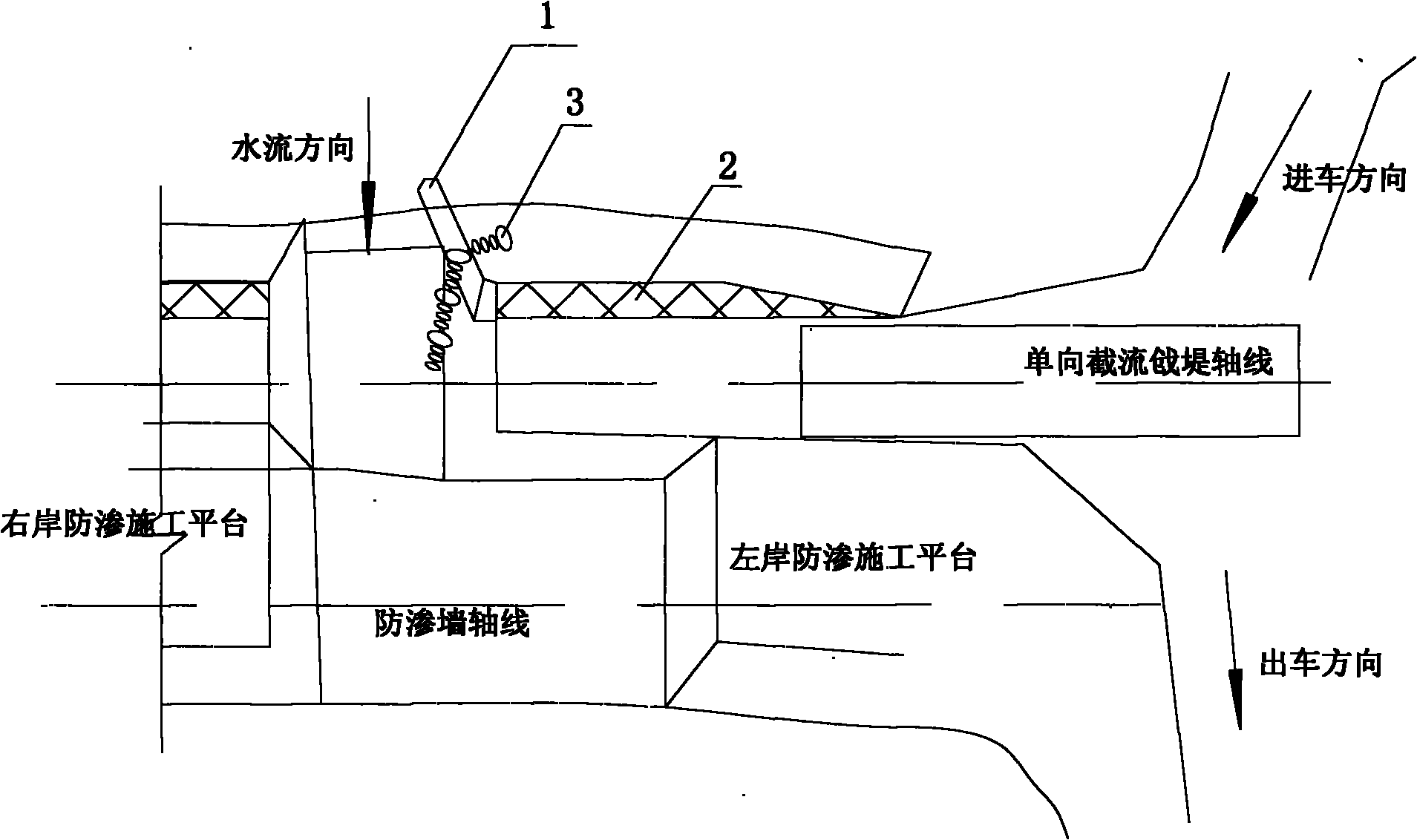 Construction method of narrow interception advancing closure under high hydraulic indexes