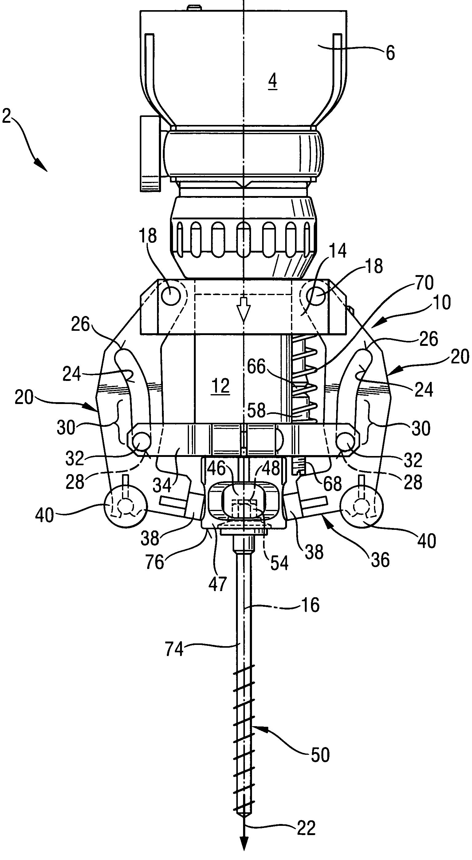 Holding device for a fastening element