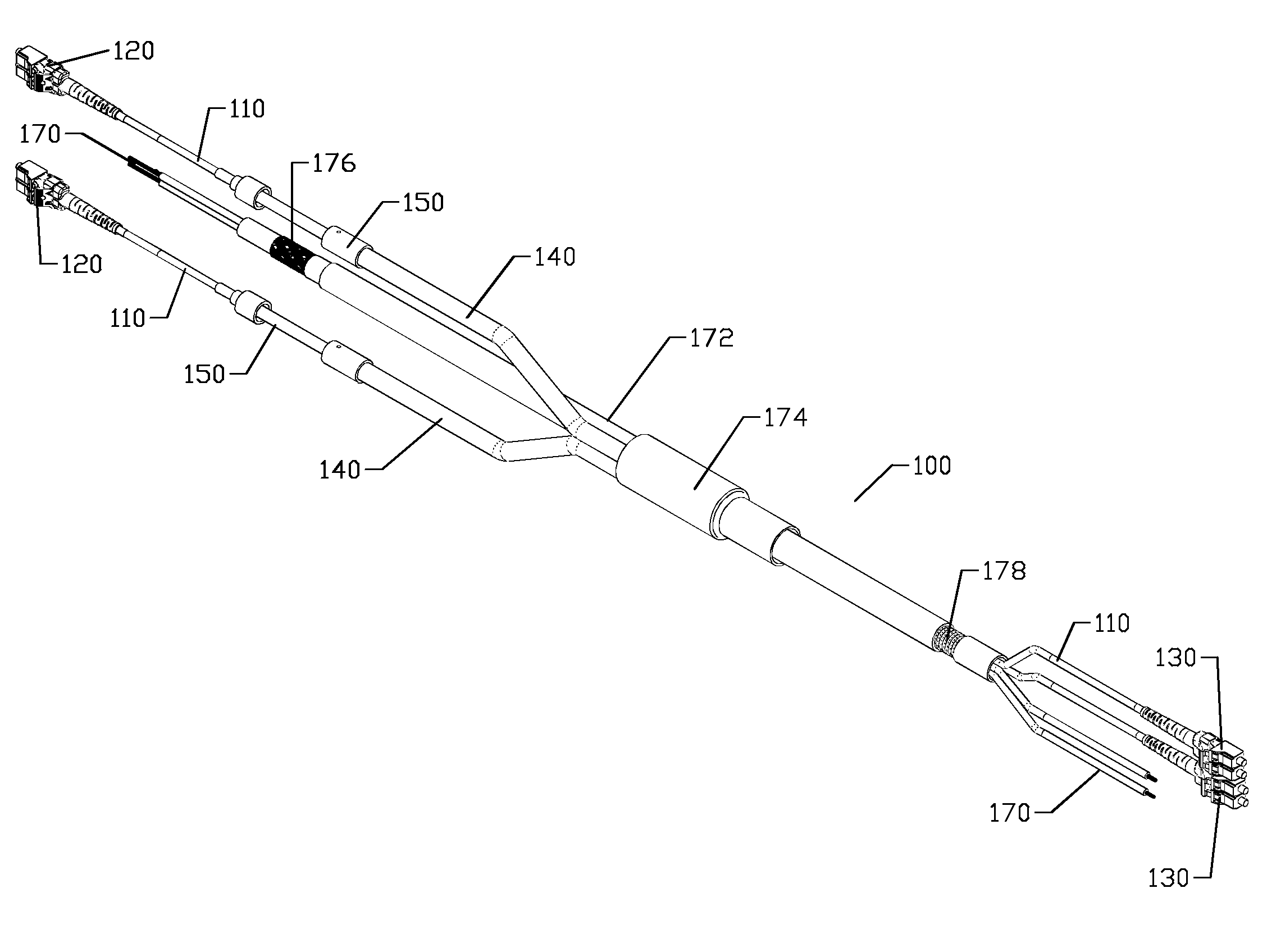 Universal remote radio unit bird armored fiber optic cable assembly