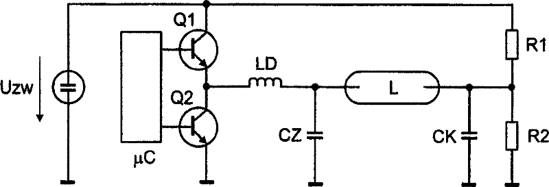 Electronic ballast and correspondent adjustment method