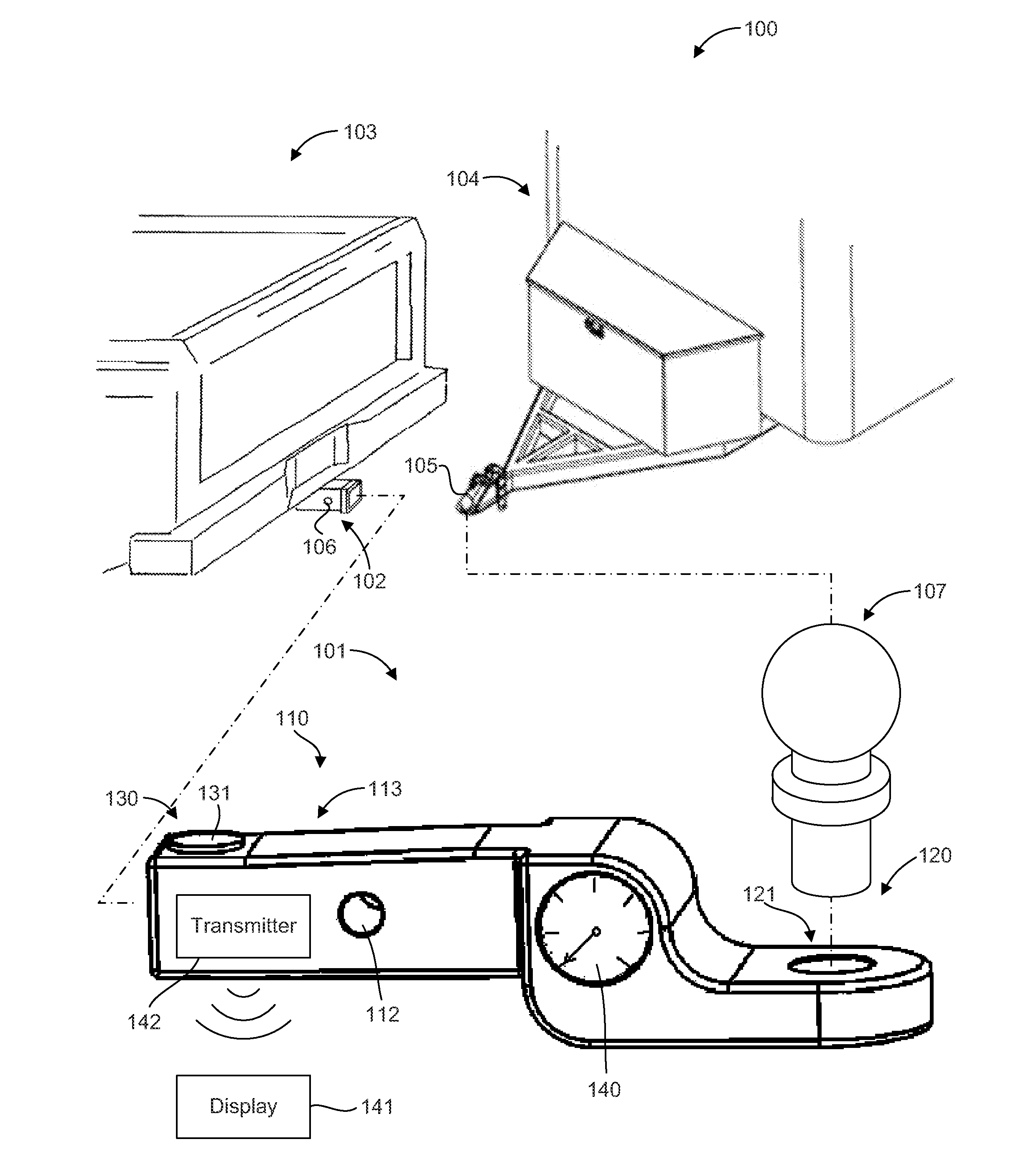 Ball mount for measuring tongue weight of a trailer