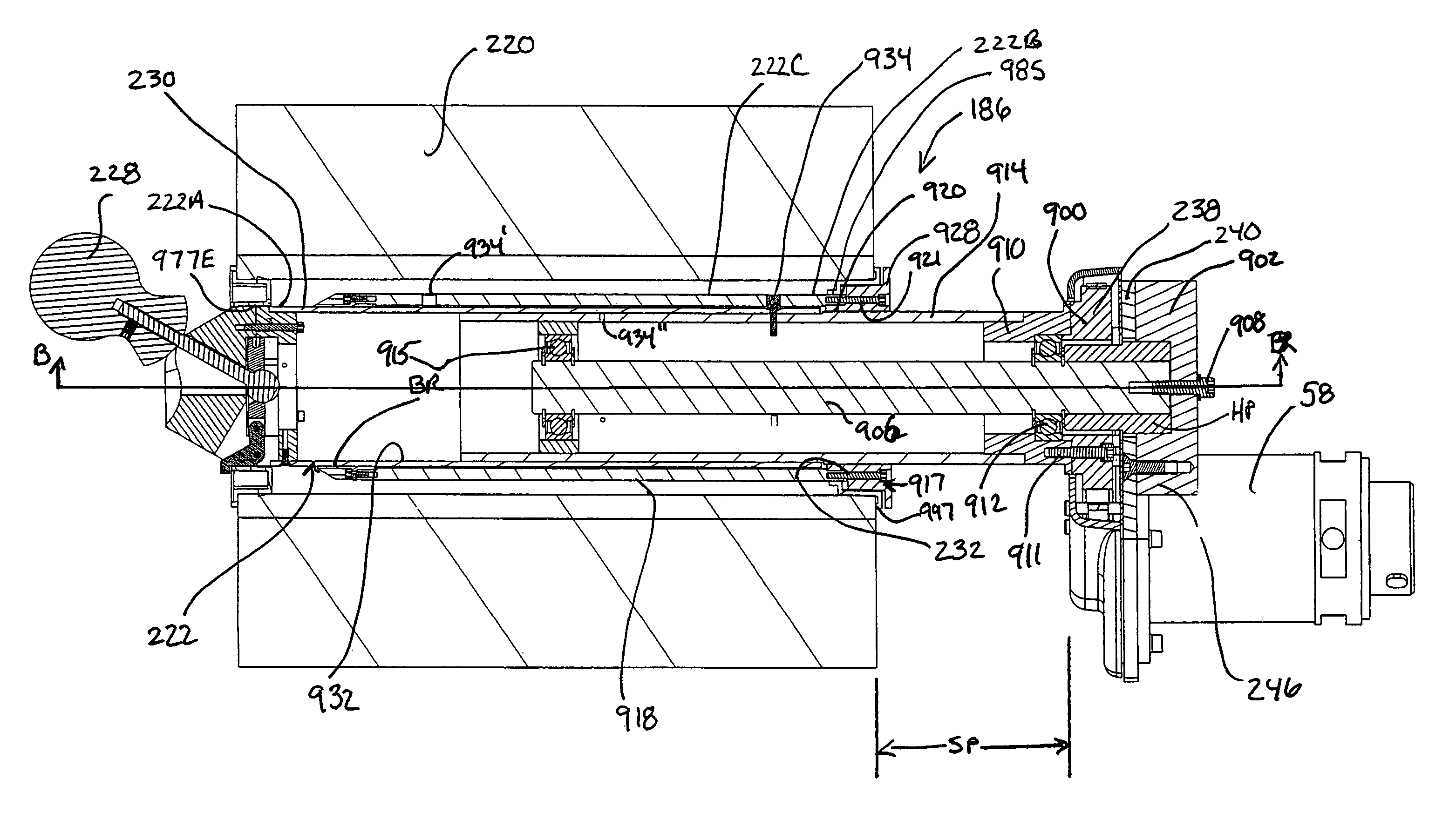 Film unwind system with hinged spindle and electronic control of web tension