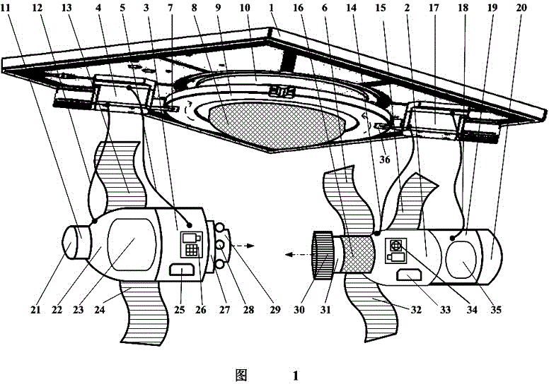 Hanging rotating arc docking type space station lamp special for national defense science literacy training of teenagers