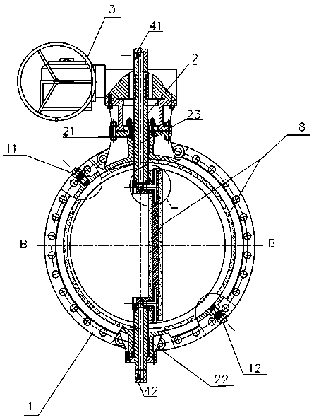 A super high temperature butterfly valve with water cooling structure