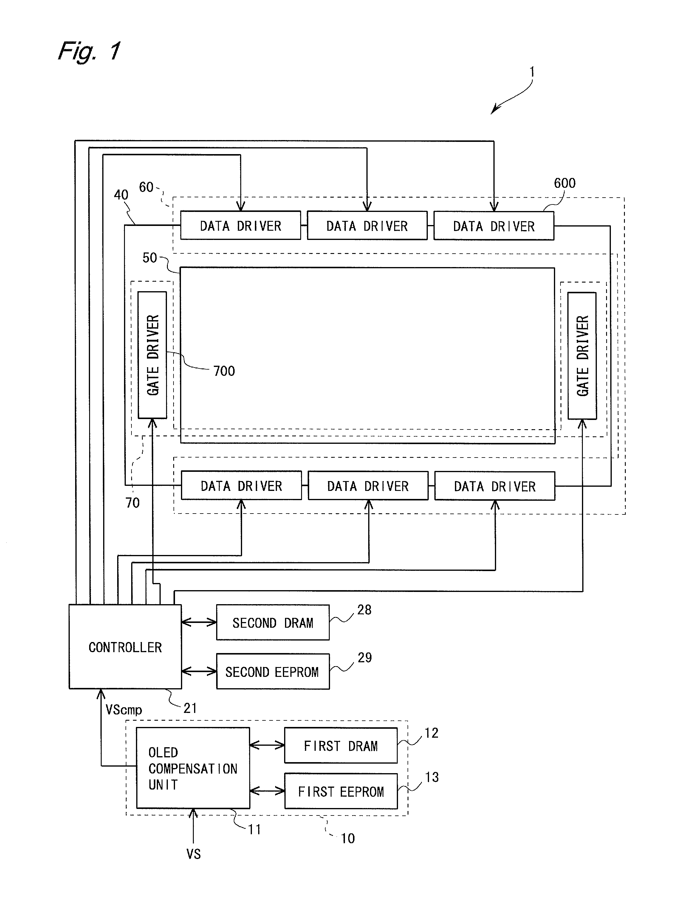 Data processing device for display device, display device equipped with same and data processing method for display device