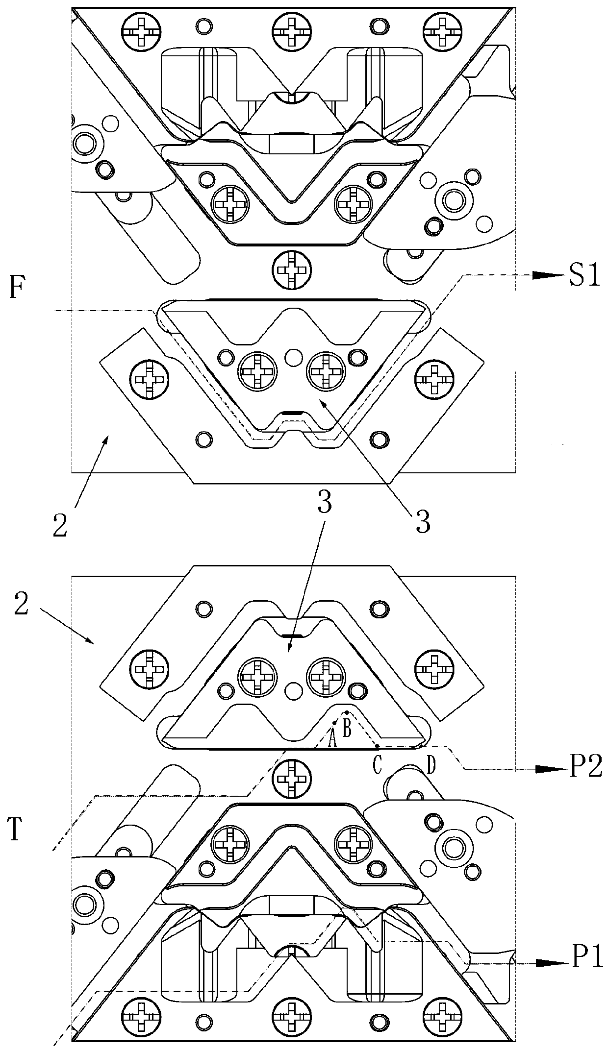 Disk hill-shaped part in flat knitting machine