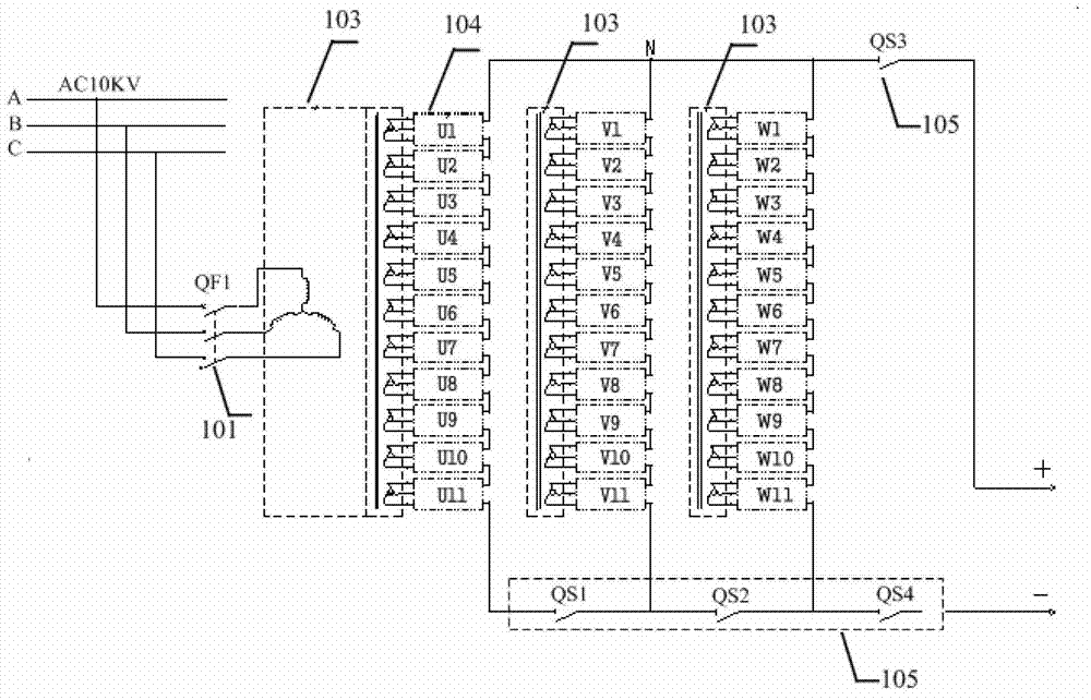 Direct-current ice-melting power supply topology