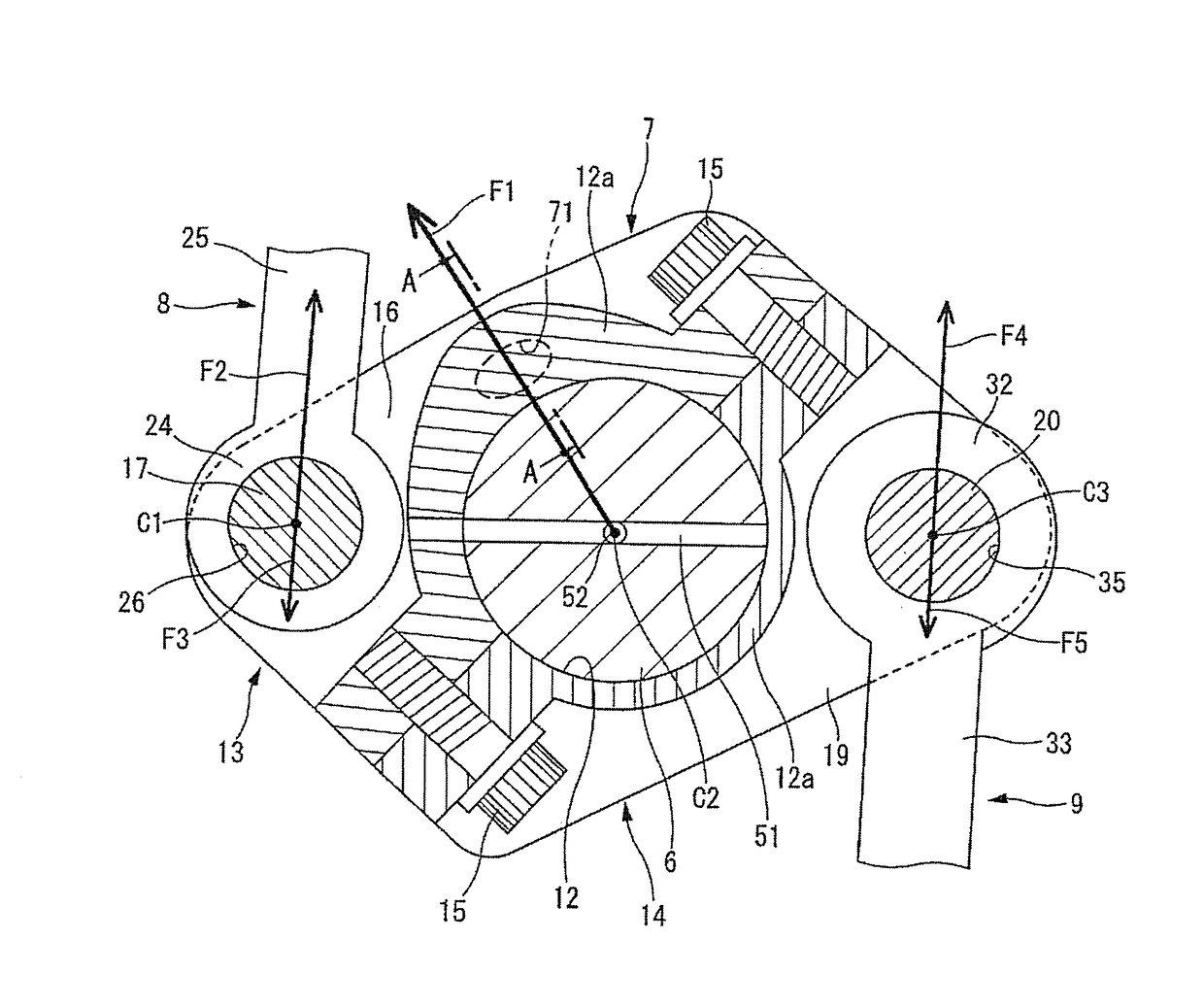 Double-link piston crank mechanism for internal combustion engine