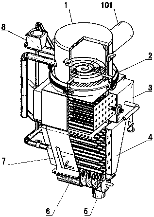 A biomass briquette fuel solid-phase low-temperature, gas-phase high-temperature combustion device