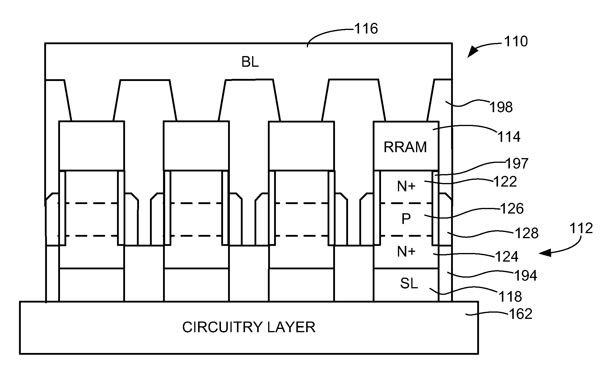 3D memory array with vertical transistor