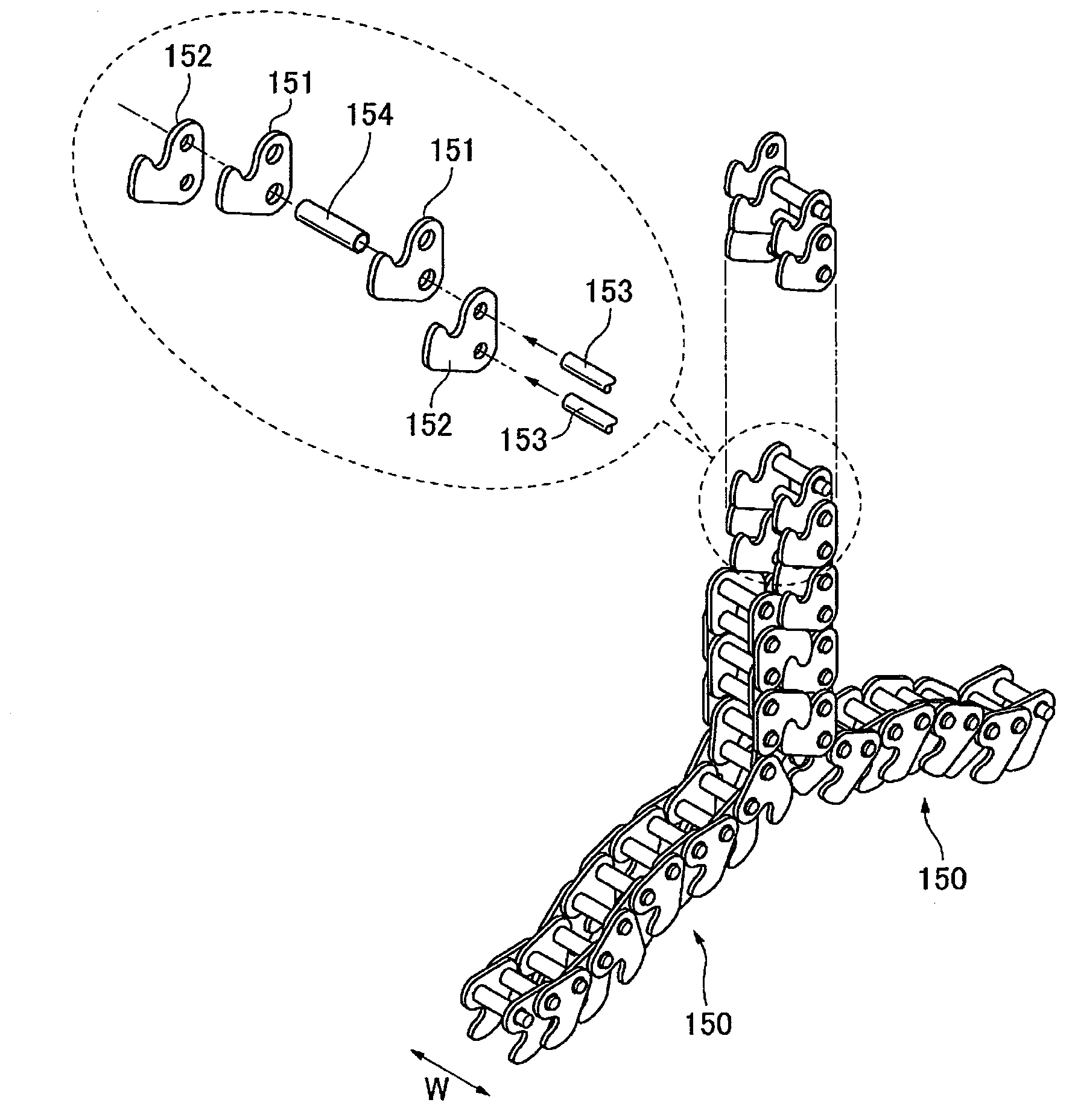 Meshing chain stopper