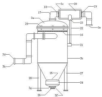 Water purifier with conical residue hopper and manufacturing method