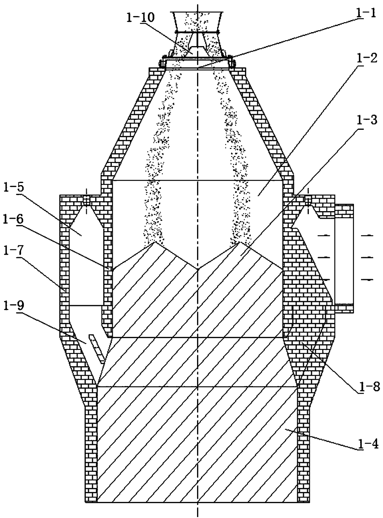 Dry quenching furnace with water-cooling lifting frame and ring-shaped pre-storage chamber and working method of dry quenching furnace