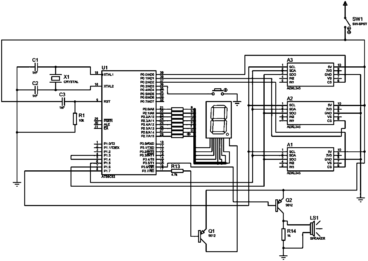 Writing posture monitoring system and method based on acceleration sensor