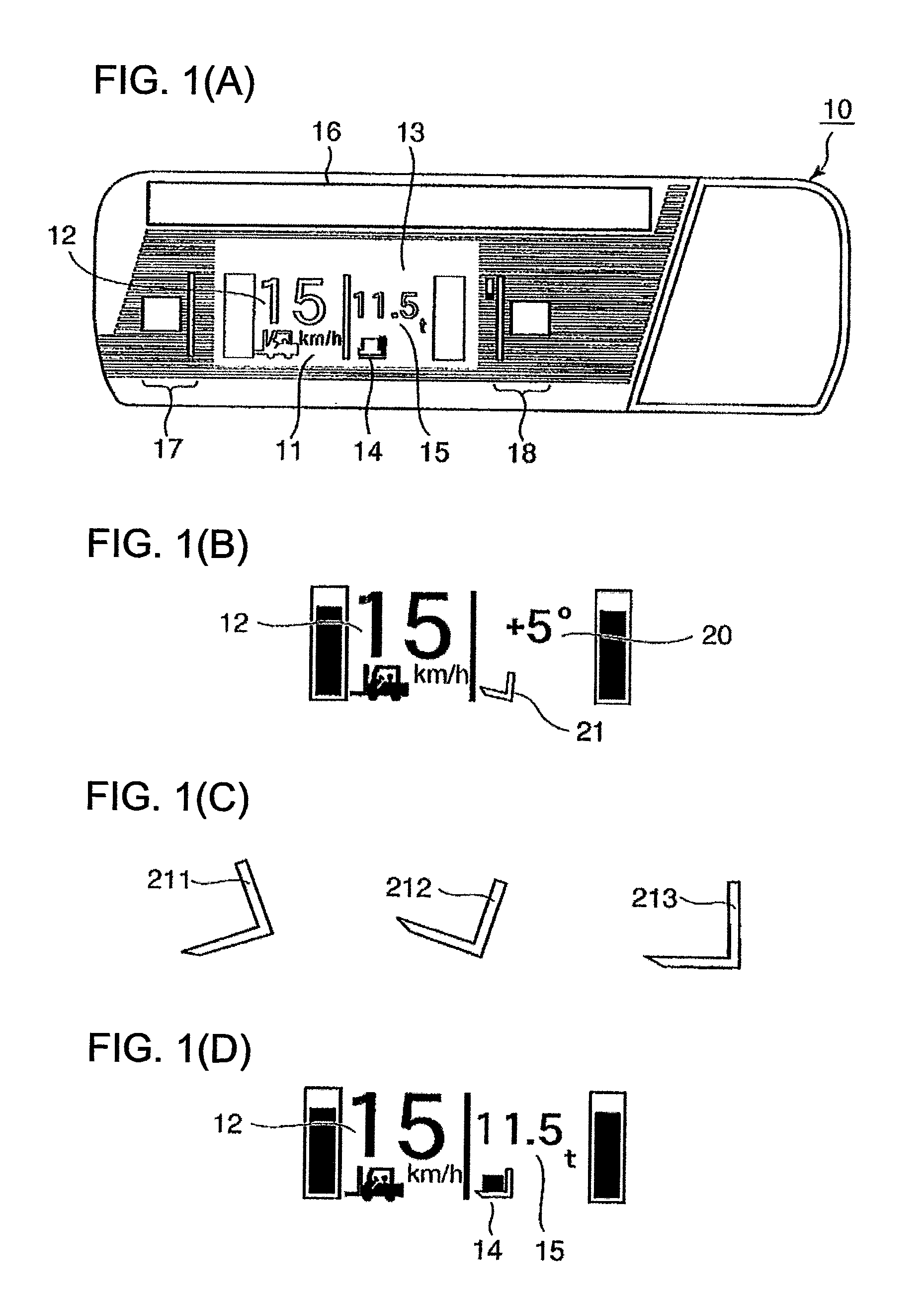 Display device for cargo-handling vehicles