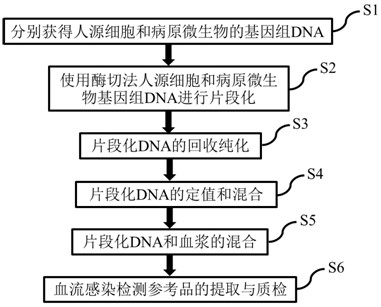 Reference product for detecting pathogenic microorganisms of bloodstream infection and preparation method thereof