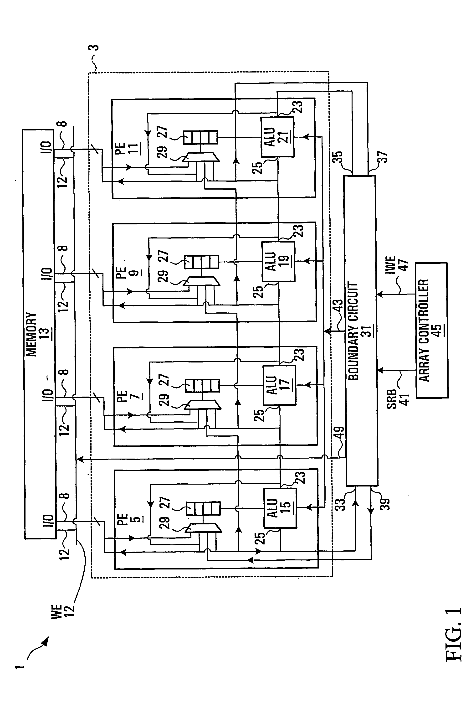 Apparatus for variable word length computing in an array processor