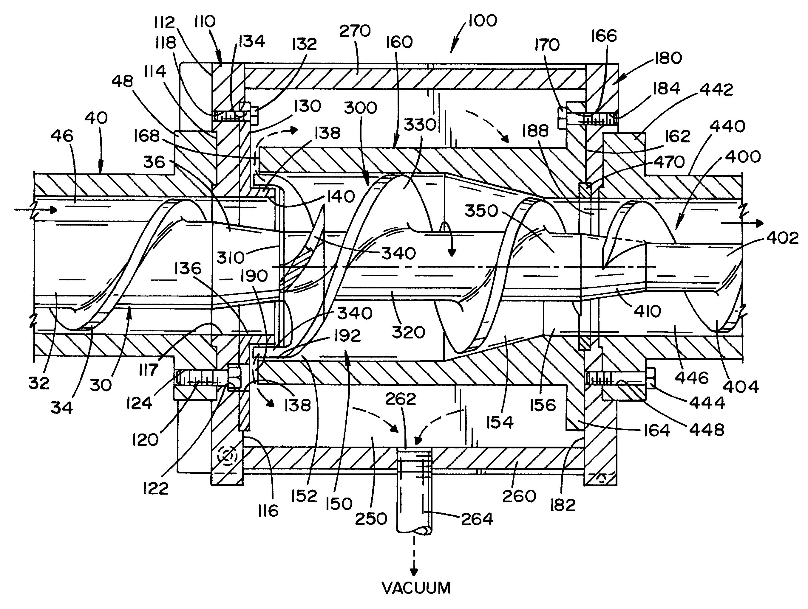 Apparatus for de-airing material in an extruder that includes a vent block