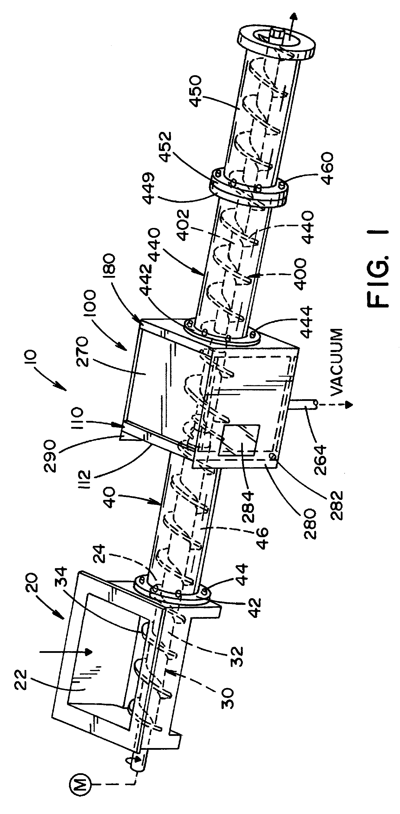 Apparatus for de-airing material in an extruder that includes a vent block