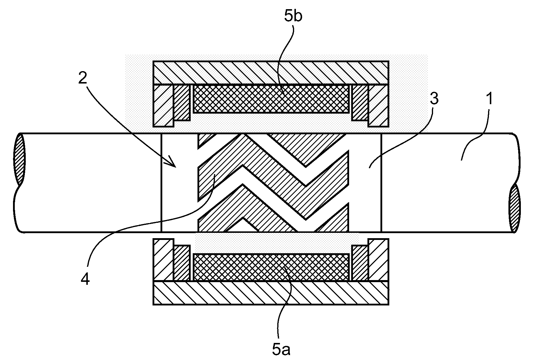 Measuring device including a layer of a magnetoelastic alloy and a method for production thereof