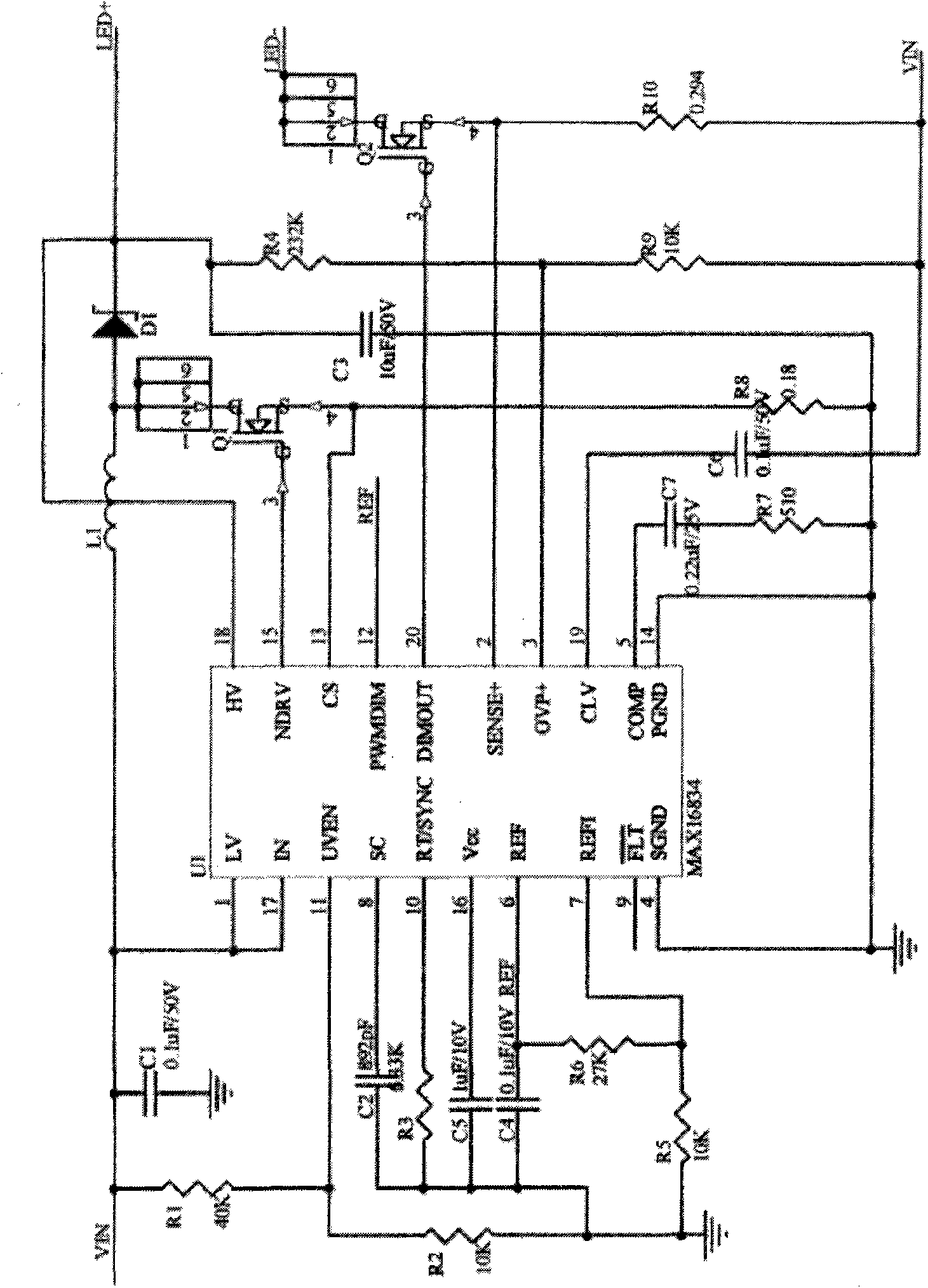 High-efficiency embedded type LED linear lamp for ships