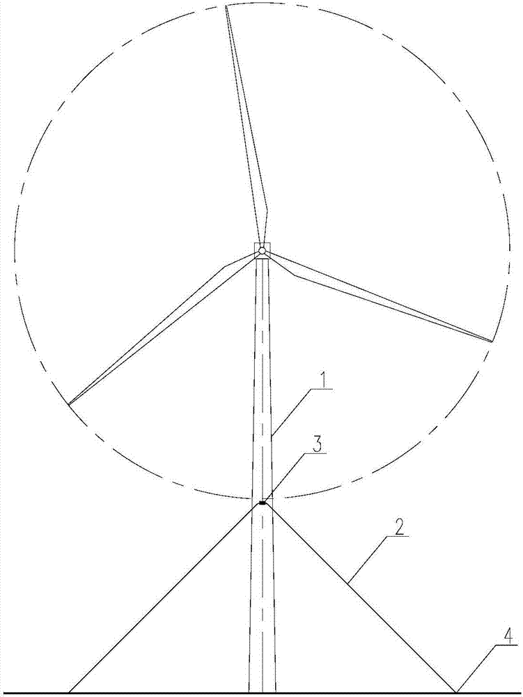 Tangent opposite-pull pulling cables and wind power generation tower using cables