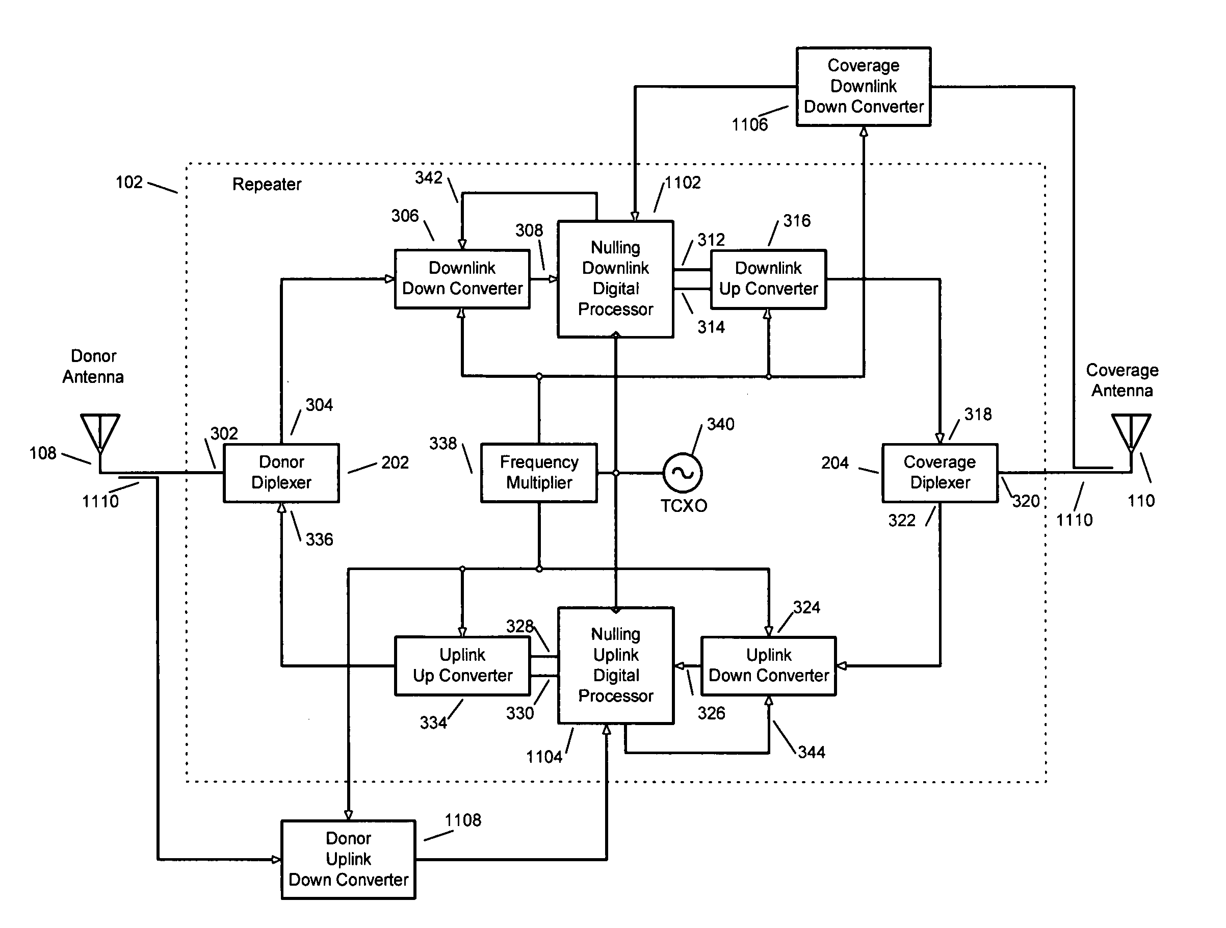 Wireless repeater with arbitrary programmable selectivity