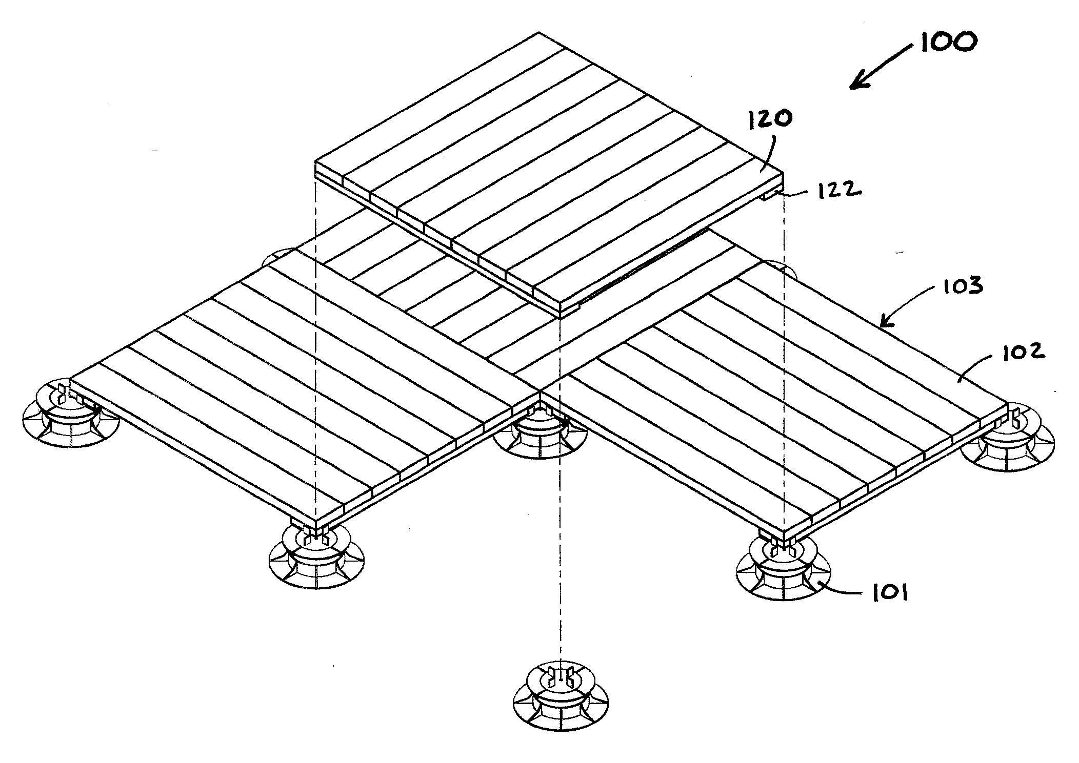 Support pedestal having an anchoring washer for securing elevated surface tiles