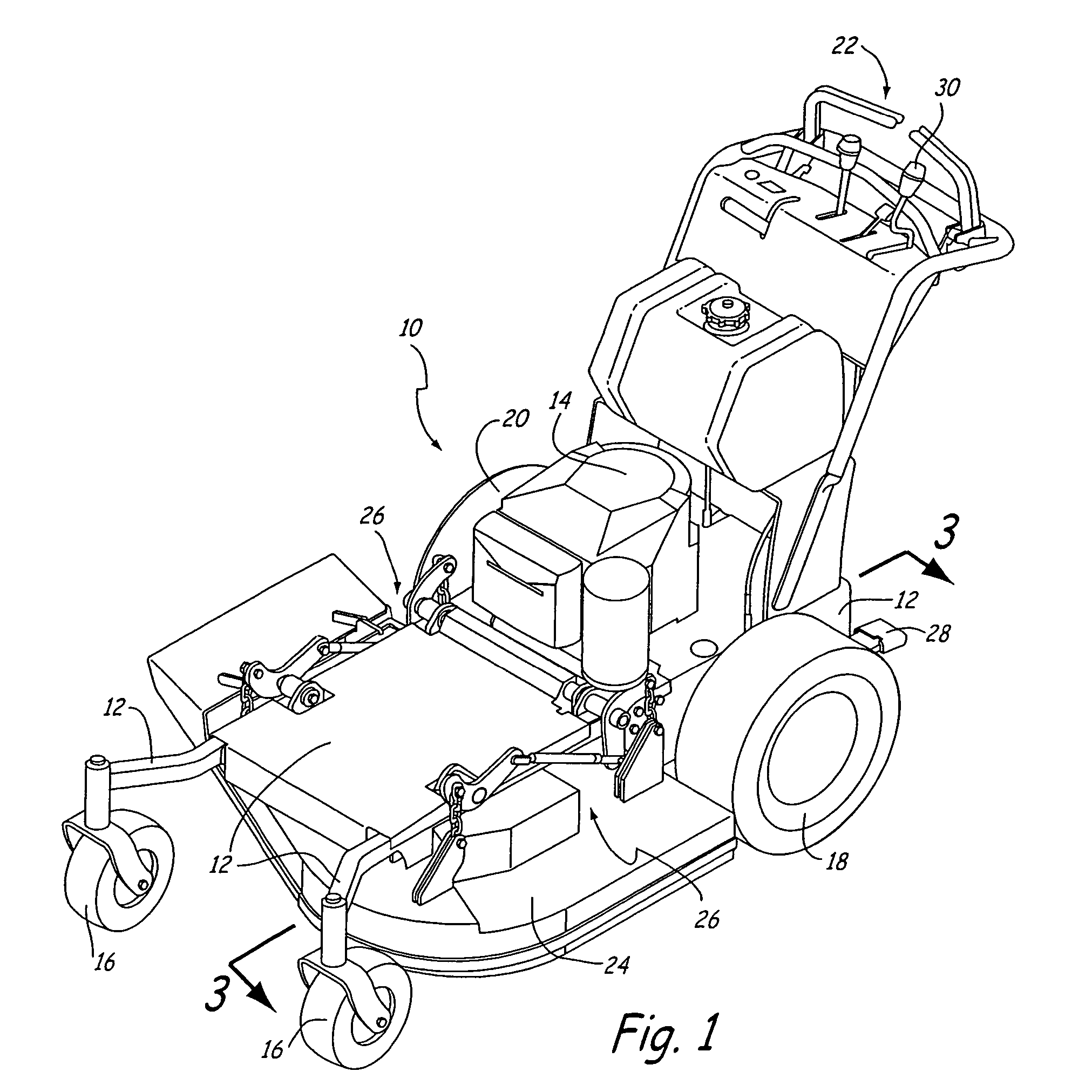 Mower with lever actuated drive control